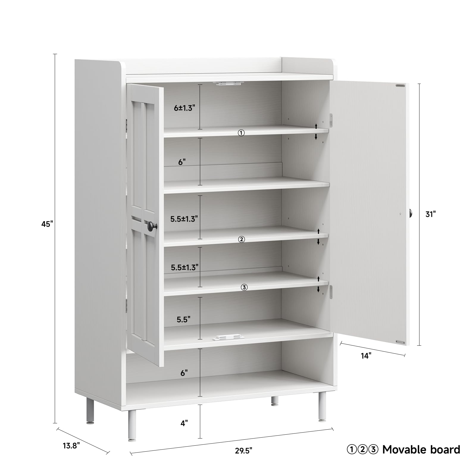 6 Tier Shoe Storage Cabinet, 4 - Cabinet Hinge Overlay recension och pris